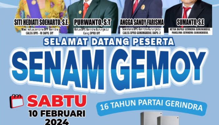 HUT Gerindra ke 16, DPC Gerindra Gunungkidul Gelar Senam Gemoy